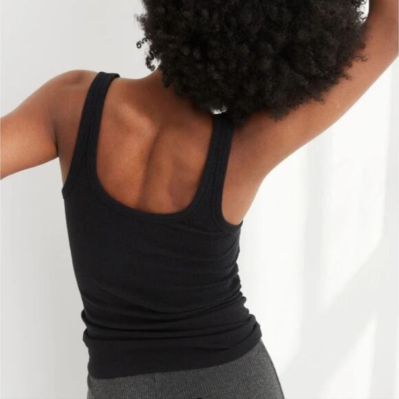 NEW Aerie No BS Wide Ribbed Tank Top Black - Picture 3 of 10